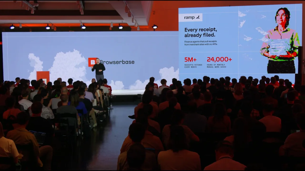 Ramp case slide: receipts fetched from merchant sites with no APIs