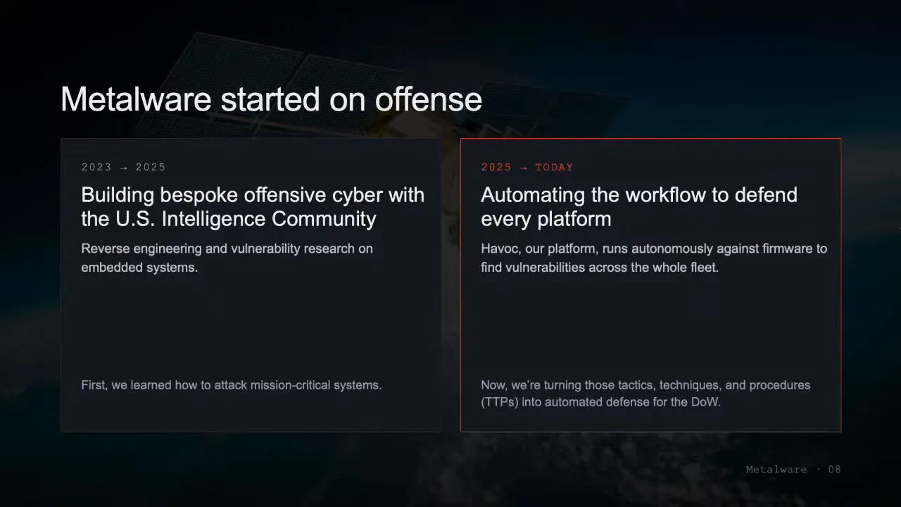 Metalware started on offense: offensive cyber for the Intelligence Community, then automated defense