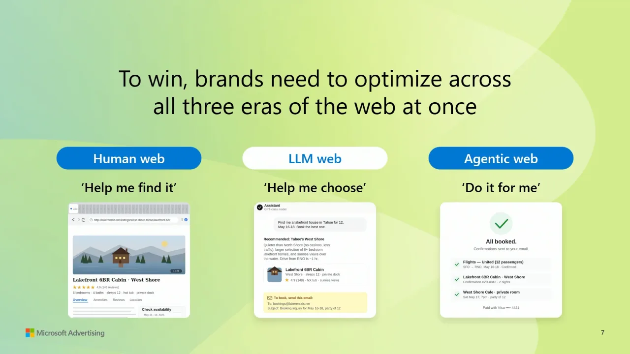 Three eras of the web: human web, LLM web, agentic web