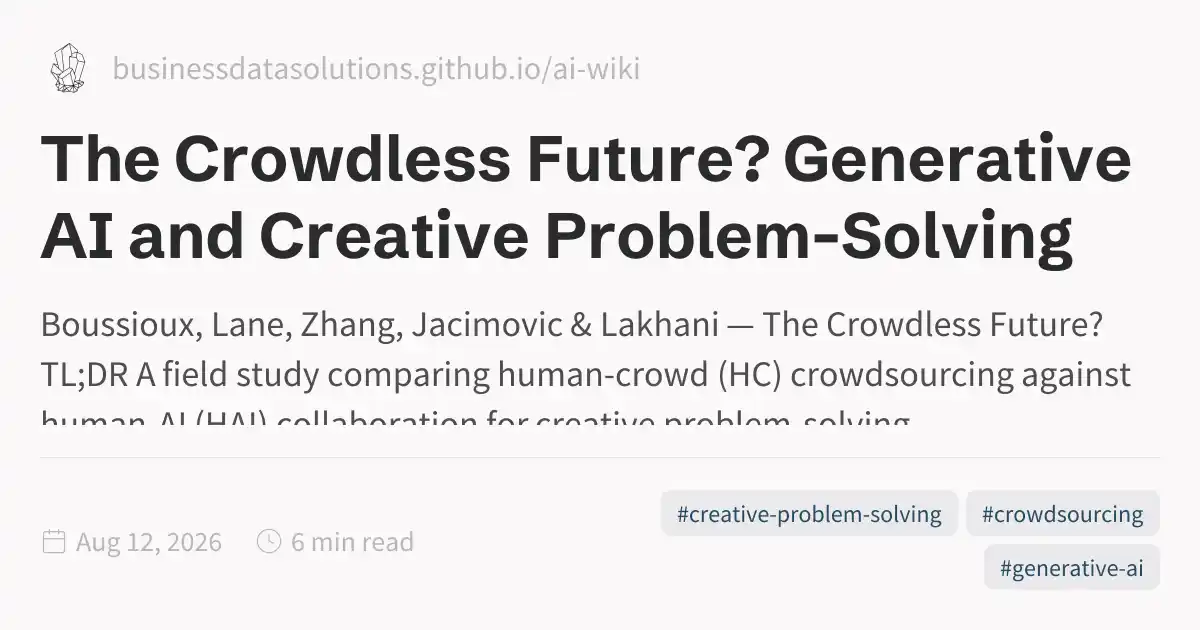 The Crowdless Future? Generative AI and Creative Problem-Solving