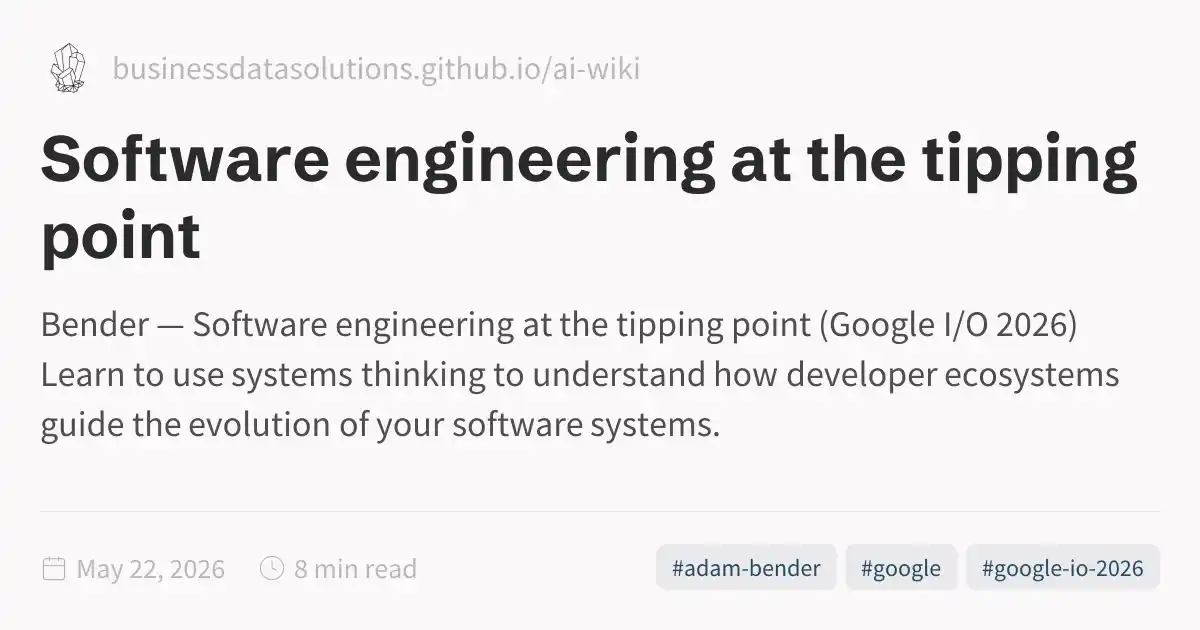 Software engineering at the tipping point