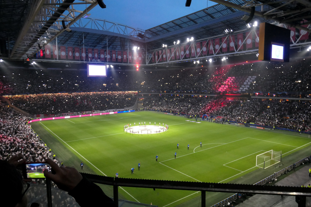 Johan Cuyff Arena Amsterdam taken from https://en.wikipedia.org/wiki/Johan_Cruyff_Arena#/media/File:Ajax_0_Chelsea_1_(23Oct19).jpg